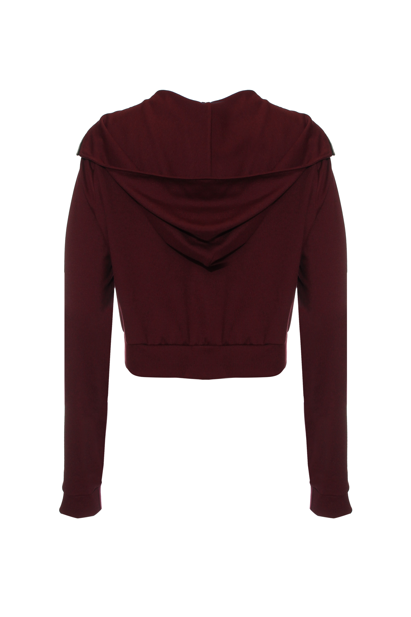 MAROON CROP COIL HOODIE