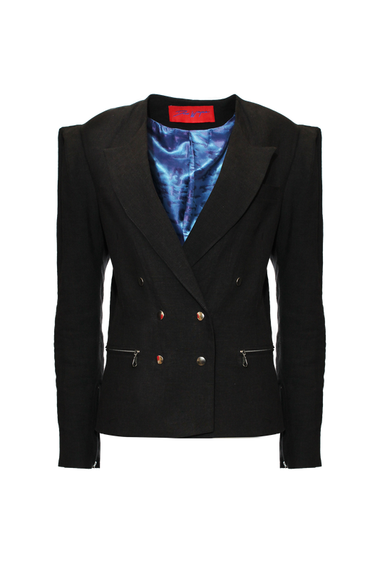 BLACK LINEN BLAZER