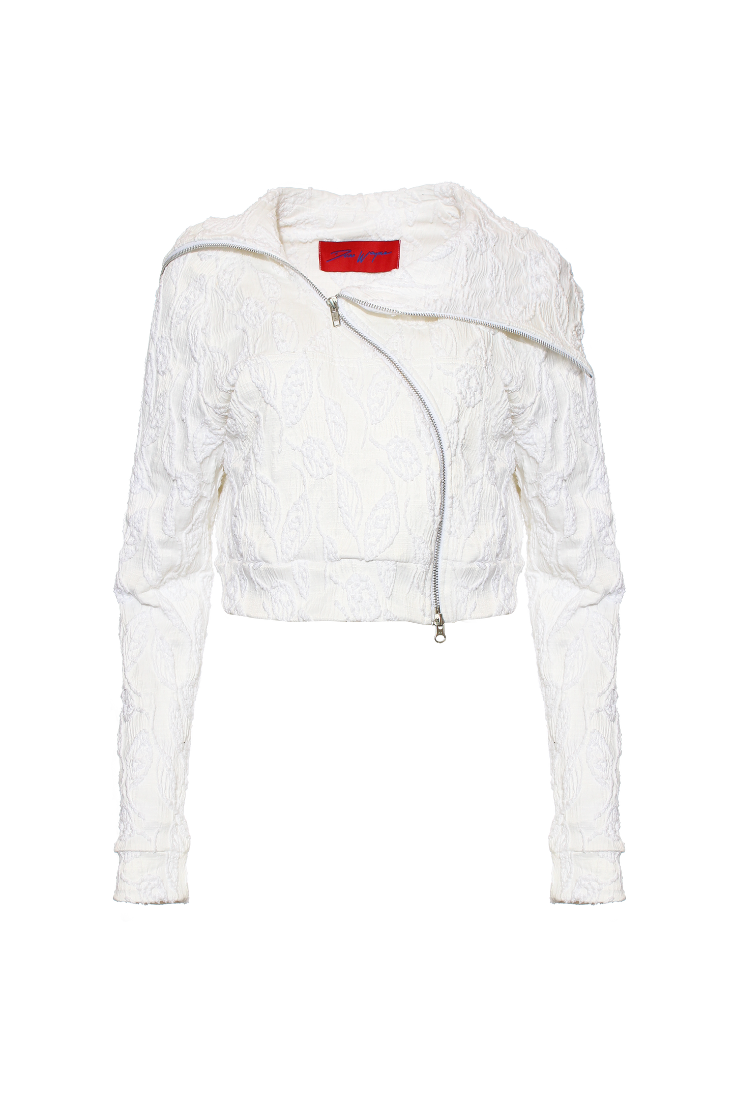 WHITE CROP COIL HOODIE