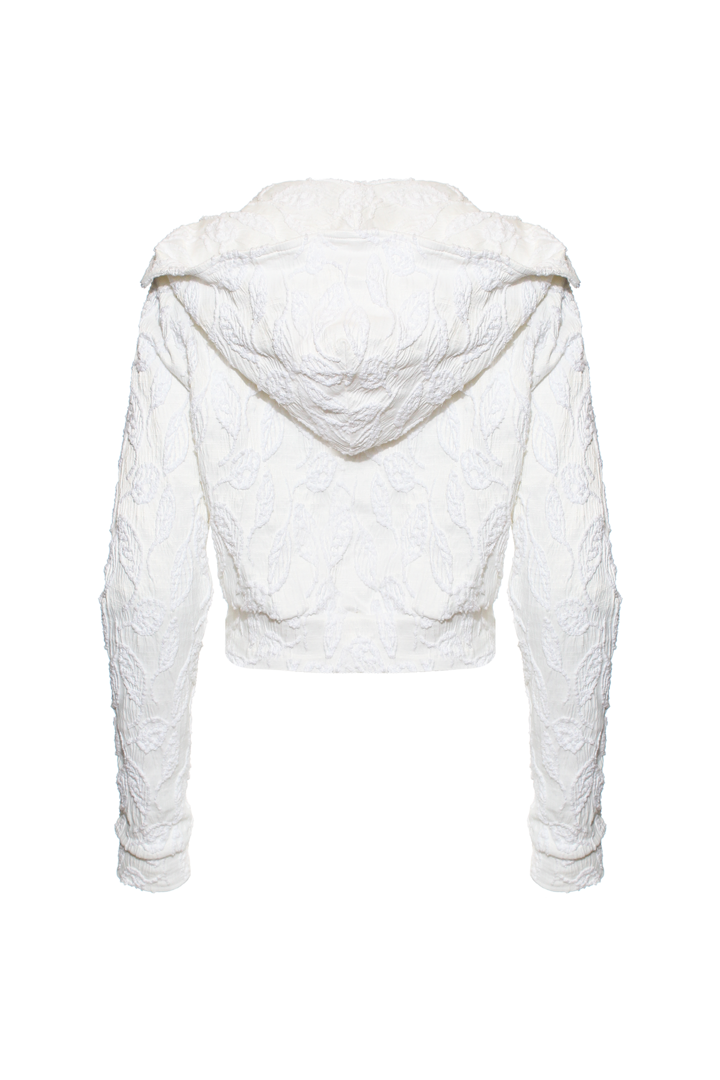 WHITE CROP COIL HOODIE